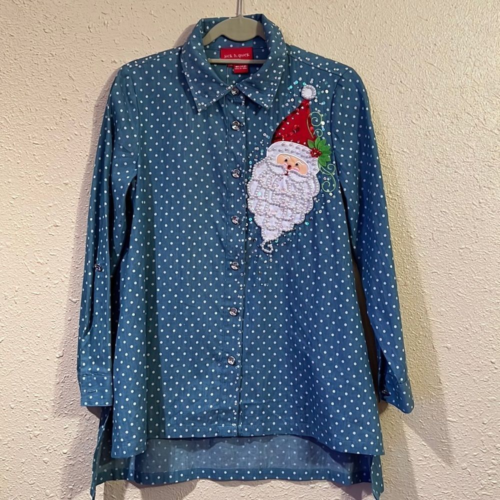 Jack B  Quick Santa holiday shirt size small